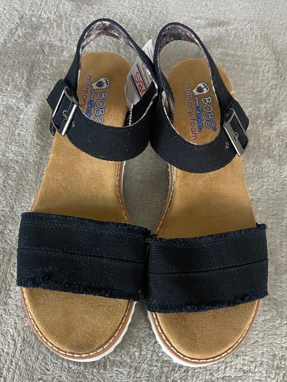 Skechers Bobs Desert Kiss Womens Sandal Size 9 Black Linen Slingback NEW - Picture 8 of 11